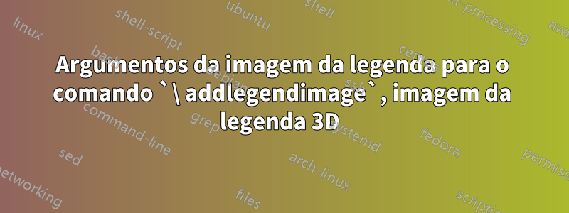 Argumentos da imagem da legenda para o comando `\ addlegendimage`, imagem da legenda 3D 