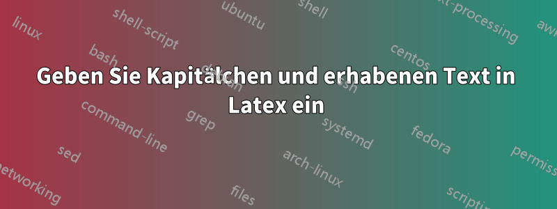 Geben Sie Kapitälchen und erhabenen Text in Latex ein