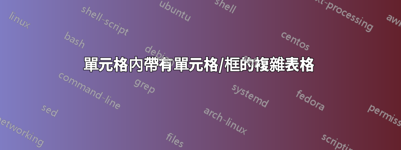 單元格內帶有單元格/框的複雜表格