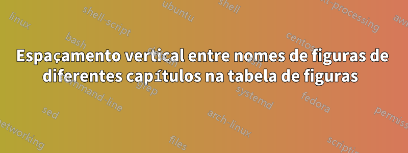 Espaçamento vertical entre nomes de figuras de diferentes capítulos na tabela de figuras 