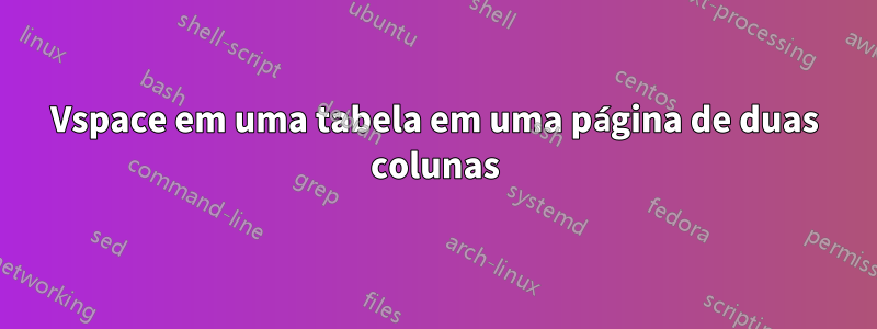 Vspace em uma tabela em uma página de duas colunas