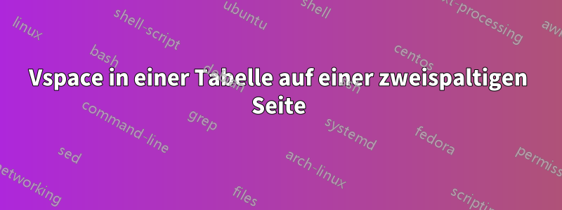 Vspace in einer Tabelle auf einer zweispaltigen Seite