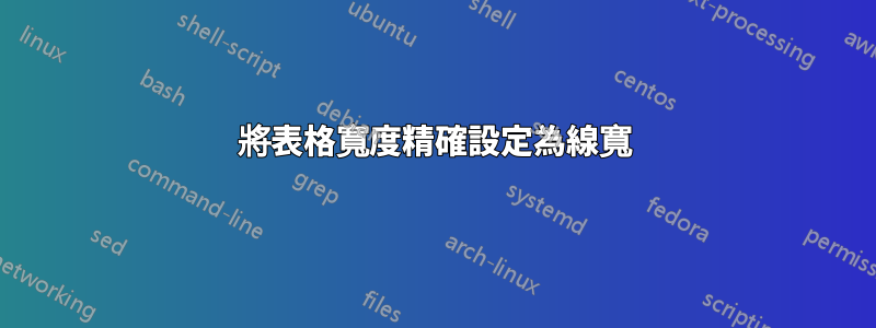 將表格寬度精確設定為線寬