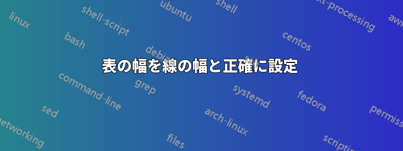 表の幅を線の幅と正確に設定