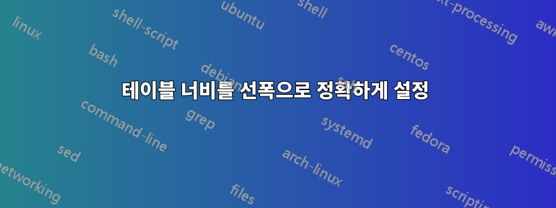 테이블 너비를 선폭으로 정확하게 설정