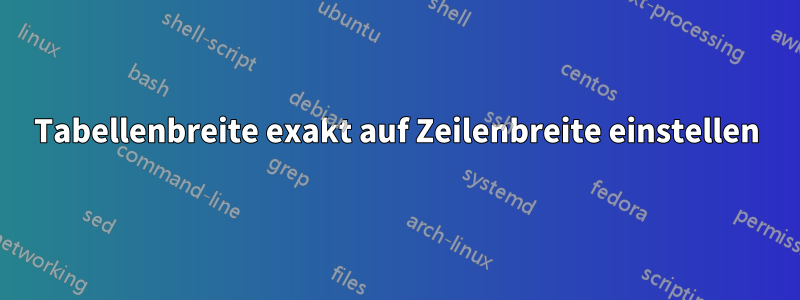 Tabellenbreite exakt auf Zeilenbreite einstellen