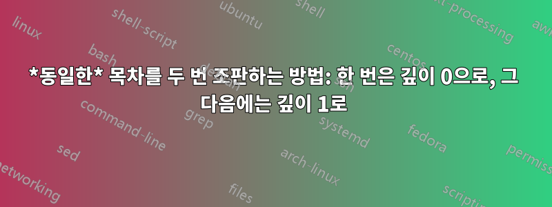 *동일한* 목차를 두 번 조판하는 방법: 한 번은 깊이 0으로, 그 다음에는 깊이 1로