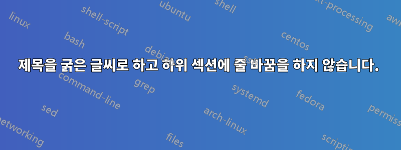 제목을 굵은 글씨로 하고 하위 섹션에 줄 바꿈을 하지 않습니다.