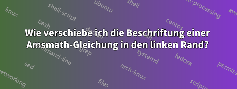 Wie verschiebe ich die Beschriftung einer Amsmath-Gleichung in den linken Rand?