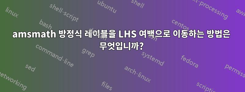 amsmath 방정식 레이블을 LHS 여백으로 이동하는 방법은 무엇입니까?