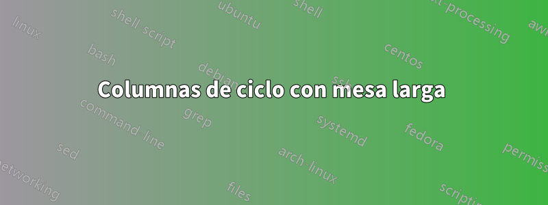 Columnas de ciclo con mesa larga