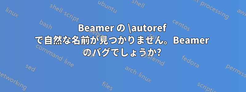 Beamer の \autoref で自然な名前が見つかりません。Beamer のバグでしょうか?