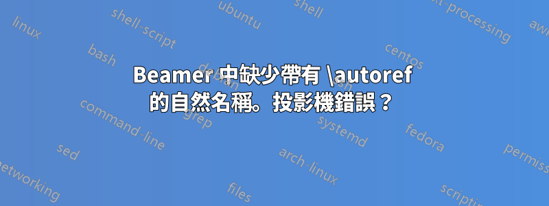 Beamer 中缺少帶有 \autoref 的自然名稱。投影機錯誤？