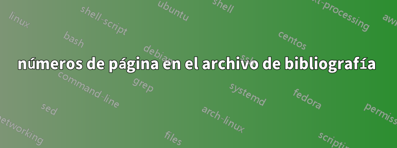 números de página en el archivo de bibliografía