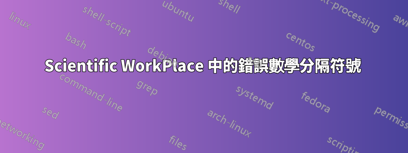 Scientific WorkPlace 中的錯誤數學分隔符號