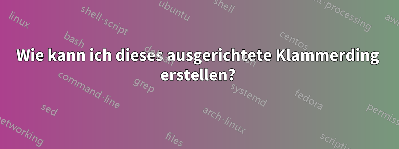 Wie kann ich dieses ausgerichtete Klammerding erstellen?