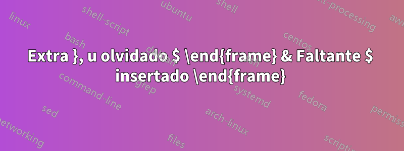 Extra }, u olvidado $ \end{frame} & Faltante $ insertado \end{frame}