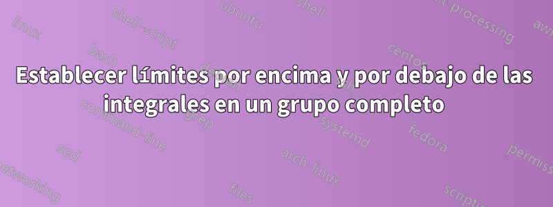 Establecer límites por encima y por debajo de las integrales en un grupo completo