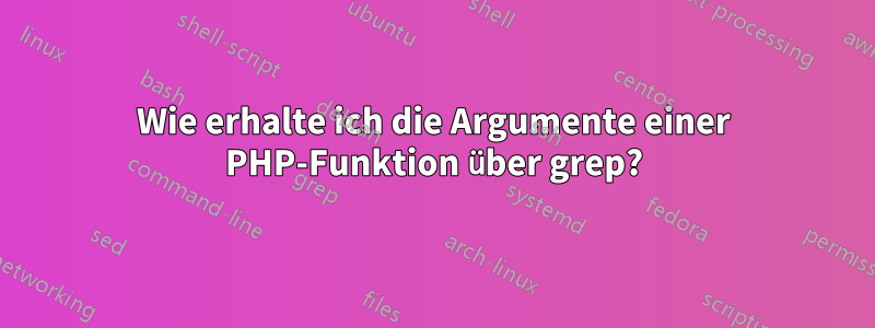 Wie erhalte ich die Argumente einer PHP-Funktion über grep?