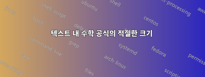 텍스트 내 수학 공식의 적절한 크기