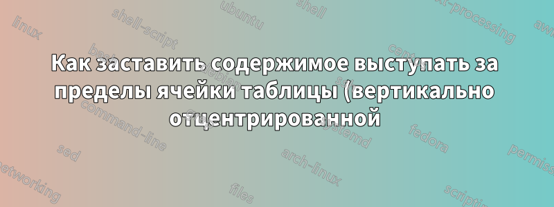 Как заставить содержимое выступать за пределы ячейки таблицы (вертикально отцентрированной)?