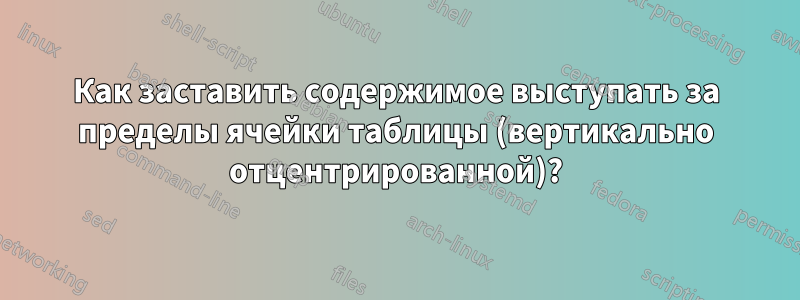 Как заставить содержимое выступать за пределы ячейки таблицы (вертикально отцентрированной)?