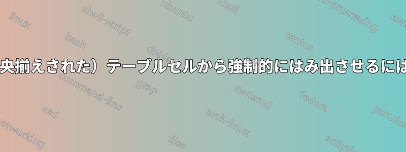 コンテンツを（垂直に中央揃えされた）テーブルセルから強制的にはみ出させるにはどうすればよいですか?