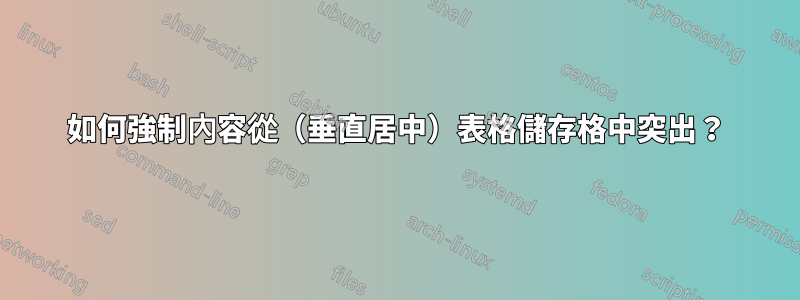 如何強制內容從（垂直居中）表格儲存格中突出？