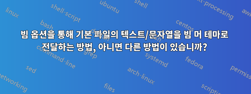 빔 옵션을 통해 기본 파일의 텍스트/문자열을 빔 머 테마로 전달하는 방법, 아니면 다른 방법이 있습니까?