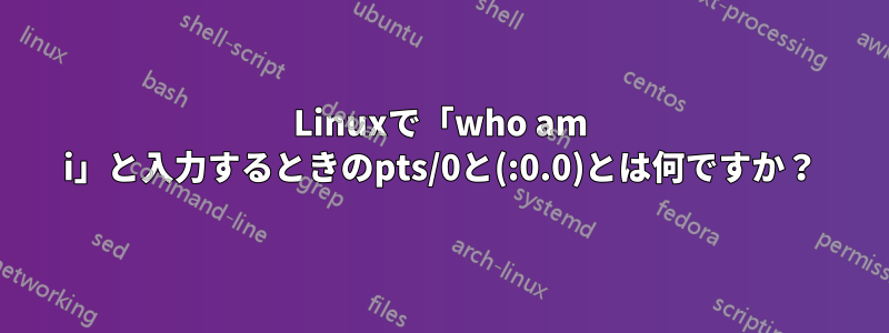 Linuxで「who am i」と入力するときのpts/0と(:0.0)とは何ですか？
