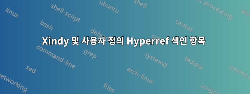 Xindy 및 사용자 정의 Hyperref 색인 항목