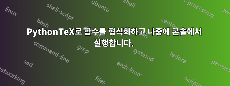 PythonTeX로 함수를 형식화하고 나중에 콘솔에서 실행합니다.