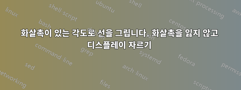 화살촉이 있는 각도로 선을 그립니다. 화살촉을 잃지 않고 디스플레이 자르기