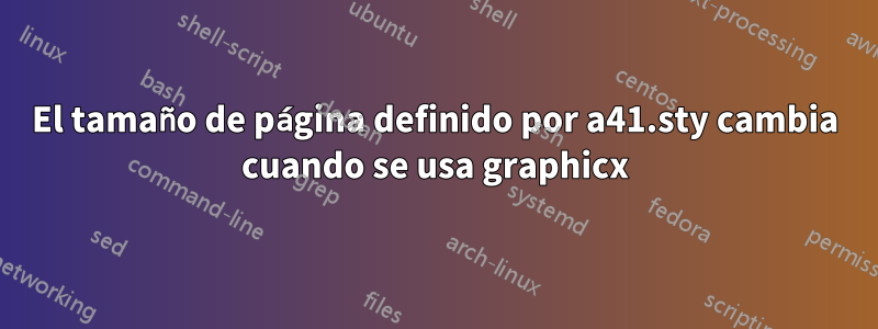 El tamaño de página definido por a41.sty cambia cuando se usa graphicx