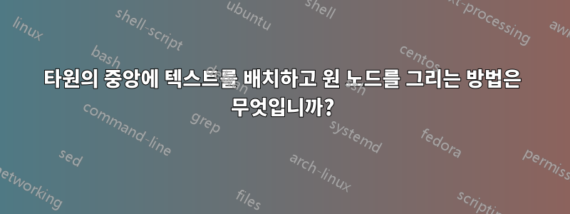 타원의 중앙에 텍스트를 배치하고 원 노드를 그리는 방법은 무엇입니까?