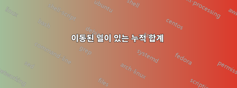 이동된 열이 있는 누적 합계