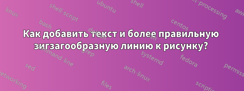 Как добавить текст и более правильную зигзагообразную линию к рисунку?