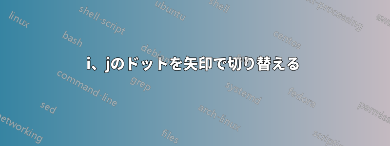 i、jのドットを矢印で切り替える