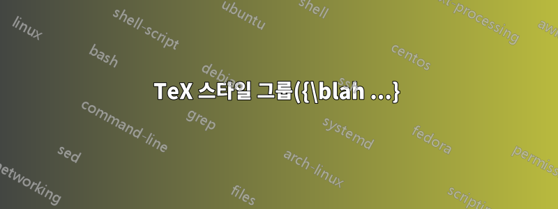TeX 스타일 그룹({\blah ...})의 내용을 매크로 인수로 처리