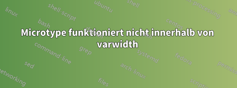 Microtype funktioniert nicht innerhalb von varwidth