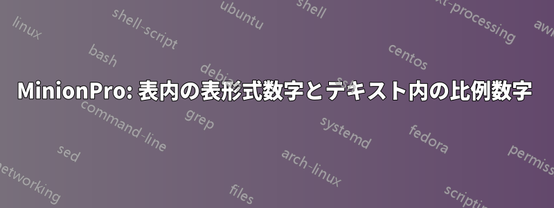 MinionPro: 表内の表形式数字とテキスト内の比例数字