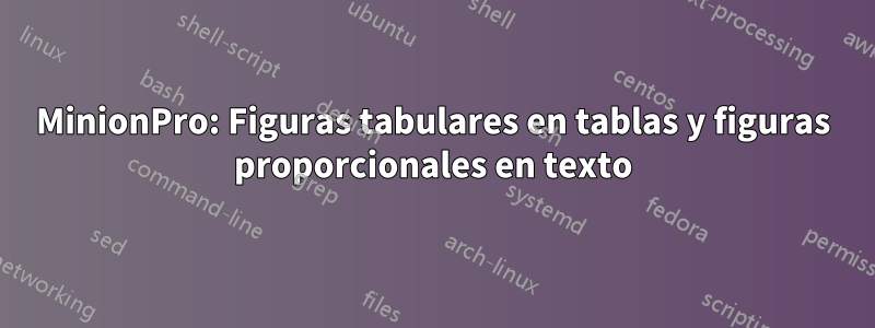 MinionPro: Figuras tabulares en tablas y figuras proporcionales en texto