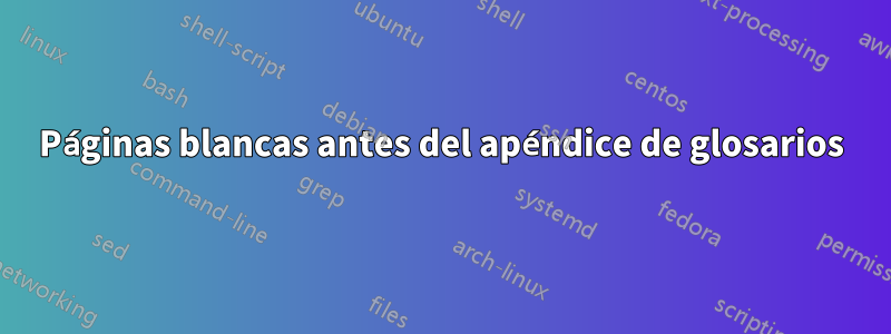 Páginas blancas antes del apéndice de glosarios