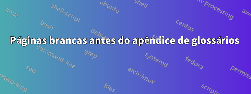 Páginas brancas antes do apêndice de glossários