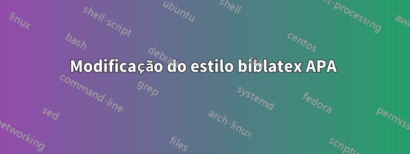 Modificação do estilo biblatex APA