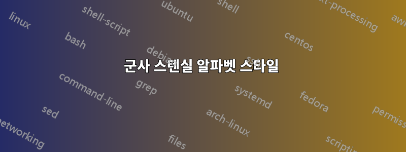 군사 스텐실 알파벳 스타일