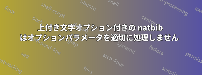 上付き文字オプション付きの natbib はオプションパラメータを適切に処理しません 