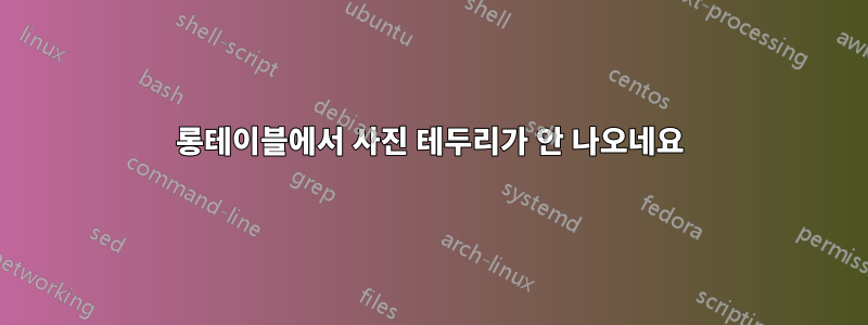 롱테이블에서 사진 테두리가 안 나오네요