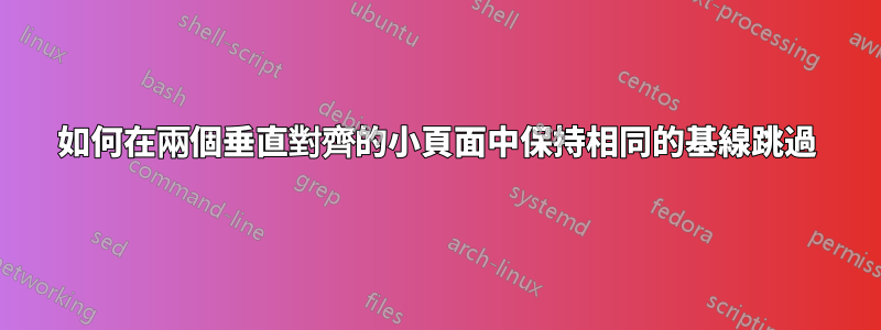 如何在兩個垂直對齊的小頁面中保持相同的基線跳過