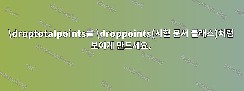 \droptotalpoints를 \droppoints(시험 문서 클래스)처럼 보이게 만드세요.